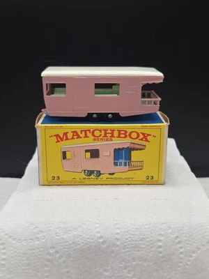 Matchbox Series LESNEY No. 23 Camping Pink Trailer W/ Original Box England  - Image 1 of 4