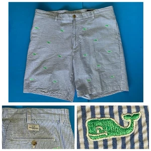 VINEYARD VINES Seersucker CLUB SHORT bestickt Wal Herren Größe 38 SCHÖNE SHORTS - Bild 1 von 16