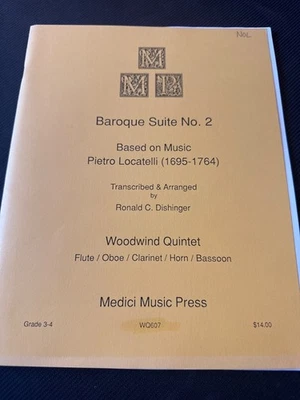 Pietro Locatelli Baroque Suite No. 2 Woodwind Quintet Medici Music Press Book - Image 1 of 3
