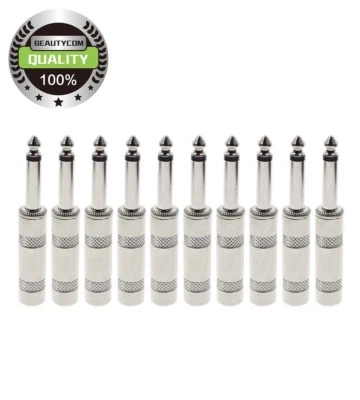 PARTSCOLLECT 10pcs 1/4 MONO TS Heavy Duty Male Audio Speaker Guitar Cable Connector Plug Jac