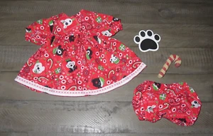 Handmade Doll Clothes for 18" - 20" Baby Dolls - "Doggie Christmas" Dress Set - Picture 1 of 5