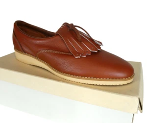 NEW L.L. BEAN Kiltie Oxfords Leather Shoes Fringe Women Size 11 Vintage 80s - Picture 1 of 9