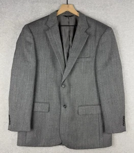 Joseph & Feiss Jacket Men 43R Gray Herringbone Blazer Lambs Wool Gold Sport Coat - Picture 1 of 12