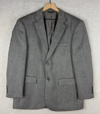 Joseph & Feiss Blazer Men 43R Gray Herringbone Lambs Wool Sport Coat Jacket - Image 1 of 4