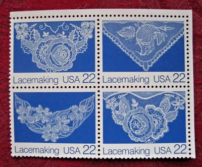 #2351-54 Lacemaking American Folk Art Series 1987 Block of 4 22¢ US Stamps MNH - Image 1 of 2