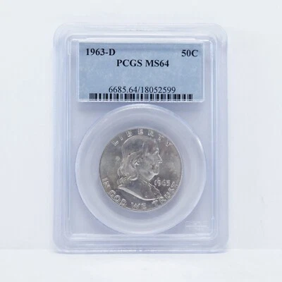 1962-3-D Franklin Silver Half Dollar PCGS MS64 (slx5106) - Image 1 of 4