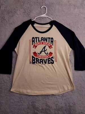 Atlanta Braves Shirt Mens XL Majestic Threads Raglan Baseball World Series MLB - Image 1 of 4