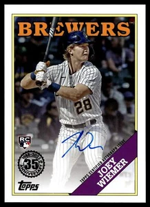 2023 Topps Update JOEY WIEMER AUTO 1988 TOPPS 35TH BREWERS RC 88BAU-JWI - Picture 1 of 2