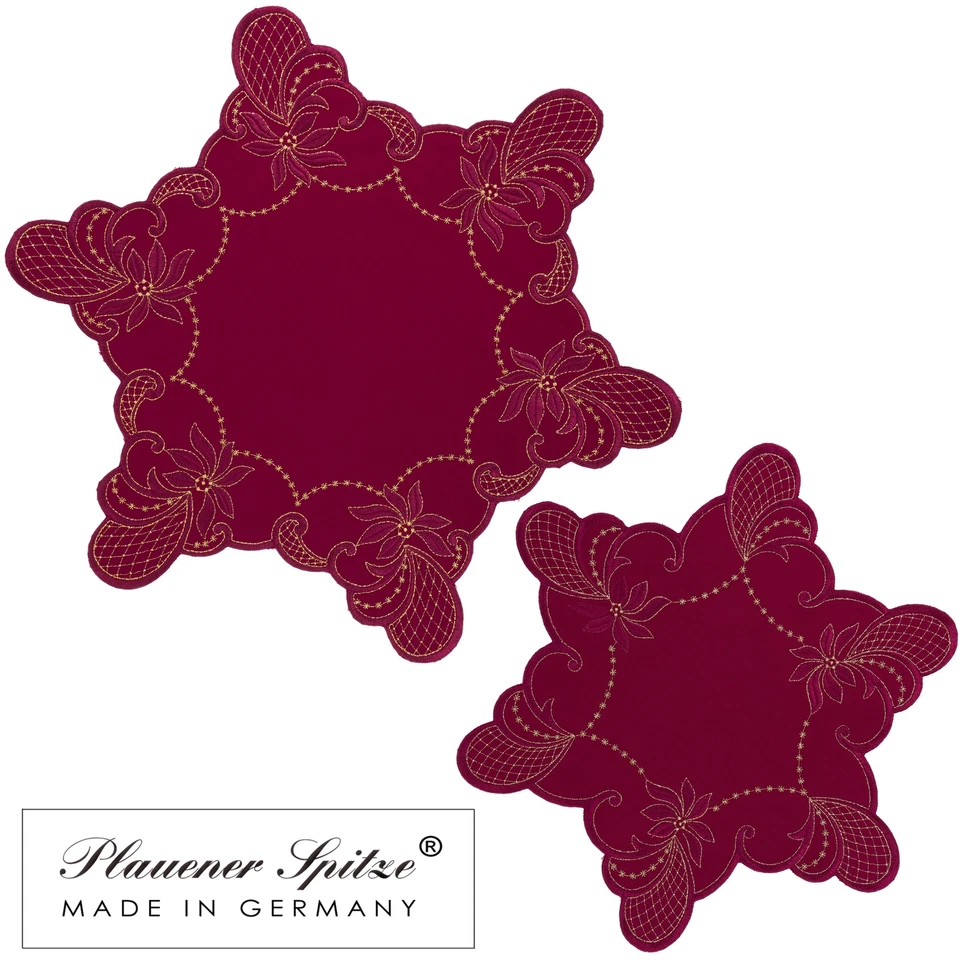 Tischdecke Weihnachten Stern Plauener Spitze Gold Mitteldecke Weihnachtsdeckchen - Bild 1 von 1