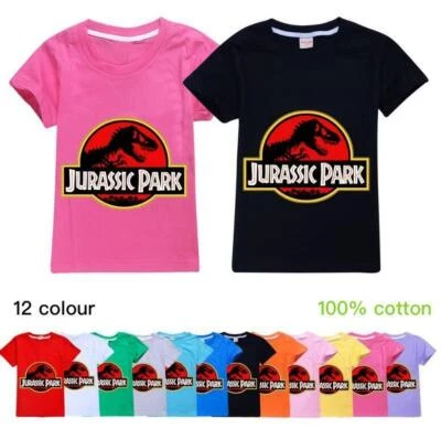 Kids Boys Jurassic Park Short Sleeve T-Shirt Novelty Tee Top Gift Dinosaur Fans - Image 1 of 4