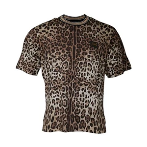 DOLCE & GABBANA T-shirt Brown Leopard Crew Neck Short Sleeve IT52/US42/XL 900usd - Picture 1 of 6
