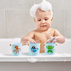 Baby Bath Toys 3 Bath Buckets for Children Colorful Baby Bath Water Toys Animals - Picture 1 of 10