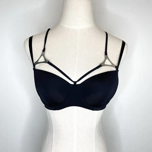 Marlies Dekker Bra Triangle Padded Balcony US 32B Black Underwire Strappy - Picture 1 of 10