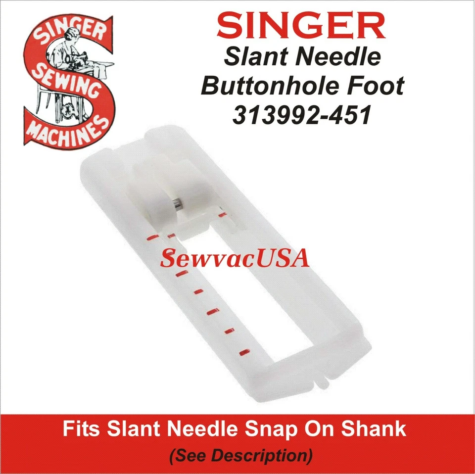 For Singer Slant Sliding Buttonhole Foot, Singer Sewing Machines # 313992-451 - Image 1 of 3