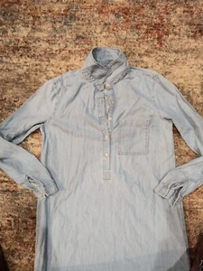 Old Navy Damen Shirt Kleid Pullover Langarm Freizeit Chambray helle Waschung S - Bild 1 von 8