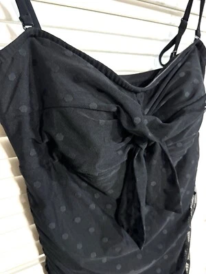 Christina Women Size 14 Swim Dress Skirted Pin Up Swimsuit Tank Black NEW - Image 1 of 4