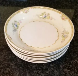7 Meito China WOODBINE 7 1/2" Soup Bowls Handpainted Japan - Picture 1 of 11