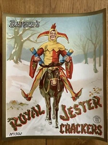 Batger's Christmas Cracker Label « Royal Jester Crackers » véritable vintage Batger - Photo 1 sur 9