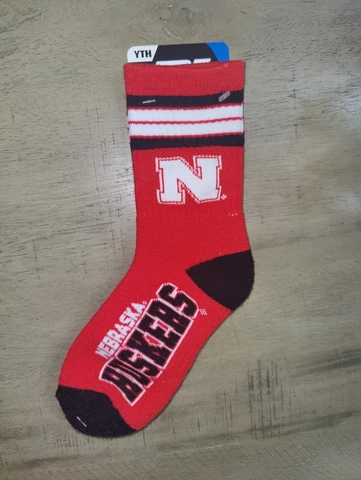 Nebraska Cornhuskers Deuce Crew Length NCAA Team Socks Youth Kids Cover