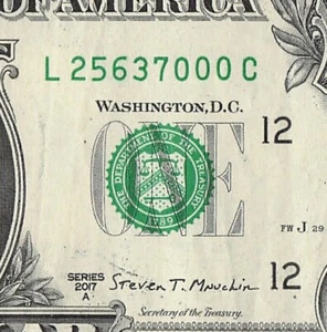 25637 MONTAJE GAY WV CÓDIGO POSTAL Elegante Serie Número Un Billete de Dólar Nípido - Imagen 1 de 11
