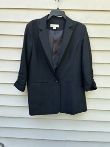 Michael Kors 3/4 Sleeve Ruched Boyfriend Blazer Size 10 - Picture 1 of 2