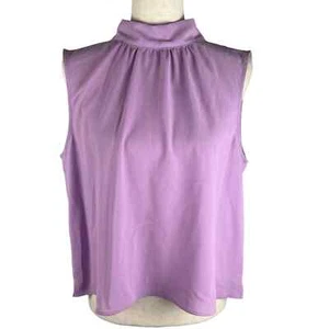 1. STATE SLEEVELESS MOCK TIE NECK BLOUSE IN VIOLET TULLE NWT WOMEN'S SIZE LARGE - Picture 1 of 14