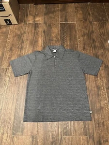 Vintage 80s 90s YMLA Club Wear Men's 1/4 Zip Fitted Shirt Size M Gray Textured - Picture 1 of 7