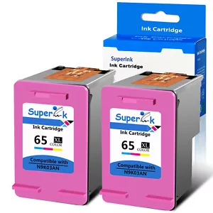 2 Pk Tri-color Ink For HP 65 XL 65XL DeskJet 2620 2630 2633 2635 2636 ENVY 5000 - Picture 1 of 12