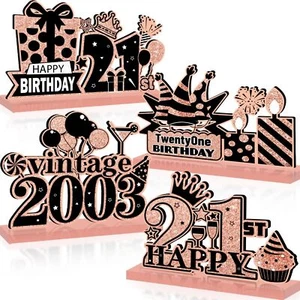 21st Birthday Decorations for Her Wooden Table Centerpieces Happy 21st Birthd... - Picture 1 of 4