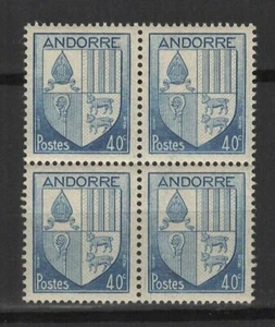 Andorre Français 1944-46 armoiries des Vallées bloc 4 timbres neufs MNH /TR9396 - Picture 1 of 1