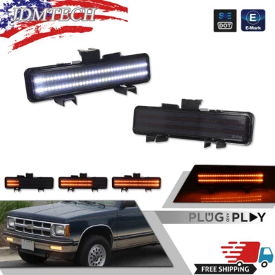 83-94 CHEVY S10 BLAZER GMC S15 JIMMY FRONT PARK SIGNAL LAMP SMOKE SWITCHBACK LED - Image 1 of 4