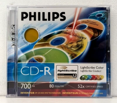 Philips LightScribe CDR Yellow Colour CD-R 80 Discs / 52x / 700MB / 80Mins New - Image 1 of 4