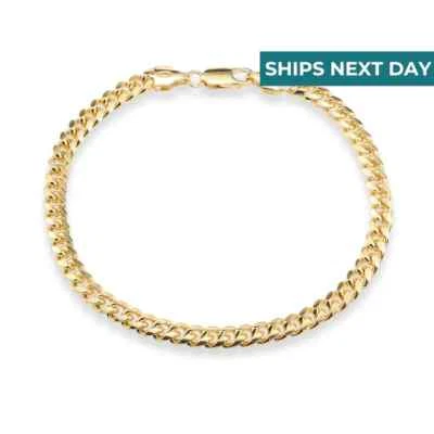 Pulsera italiana de oro de 5 mm con cadena cubana de Miami de 7" 7,5" 8" de plata de ley 925 maciza Foto 1 de 4