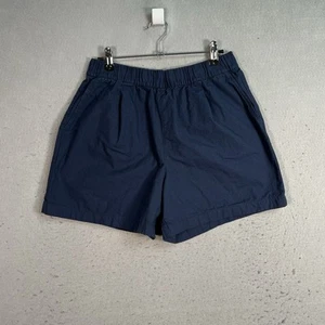 Uniqlo Chino Shorts Womens Medium Blue Elastic Waist Drawstring 100% Cotton - Picture 1 of 10