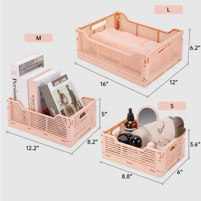 Пластиковая складная коробка для хранения упаковка 4 шт. складной ящик органайзер корзина с ручкой - Изображение 1 из 4