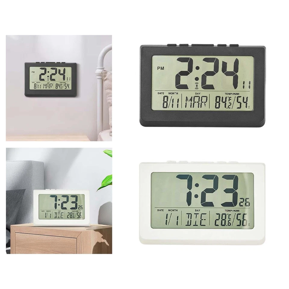 Digital Clock, Desktop Clocks Time Week Date Temperature Humidity Display Large - Image 1 of 1