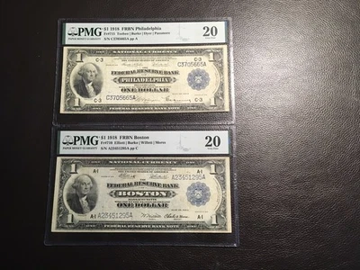 1.00 Boston 1.00 Philadelphia Federal RB Note PMG 20 Very Fine 2 Notes - Image 1 of 4