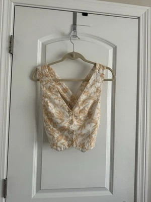 Chaleco Abercrombie & Fitch Para Mujer Mezcla de Lino Recortado con Botones Talla Pequeña Foto 1 de 4