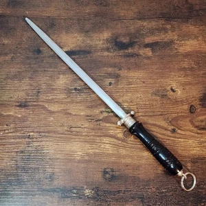 Vintage Solingen Germany Messer Wetzstahl Honstab schwarz Griffschlaufe - Bild 1 von 9