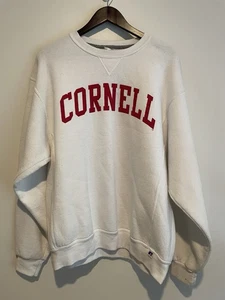 Vintage Cornell Sweatshirt weiß Russell Collegiate rot Spruch Rundhalsausschnitt Large - Bild 1 von 10