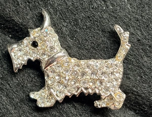 SCOTTISH TERRIER (SCOTTIE DOG) BROSCHE STRASS SILBERFARBEN - Bild 1 von 5