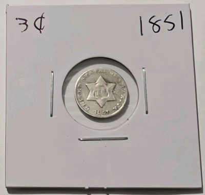 1851-P Philadelphia Silver Three Cent 3c Trime - Image 1 of 3