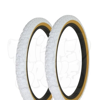 PAIR Duro BMX Comp III Dirt Freestyle Tires Old School Retro White 20 x 2.125 - Image 1 of 2