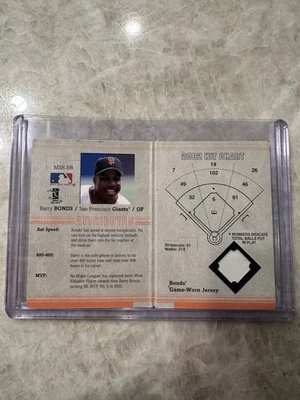 2003 Fleer Platinum Barry Bonds MLB Scouting Report Booklet Game Worn /250 Giant - Image 1 of 4