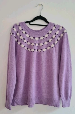 Jersey Woolovers Dolly Yugo Cuello Redondo Oveja Reino Unido Talla XL Púrpura Lana Mezcla Algodón  Foto 1 de 4