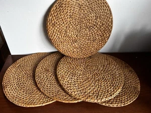 Woven round Rattan Grass Trivet Pot Placemat Plant Holder Boho X 5 - Picture 1 of 11