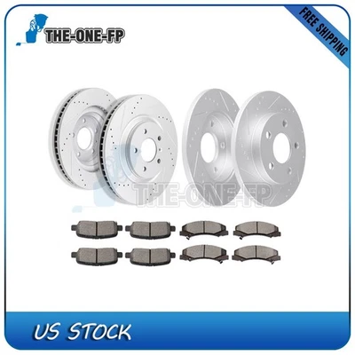 For Chevrolet Impala 2012 - 2013 Slot Kit Front Rear Brake Rotors & Ceramic Pads - Image 1 of 4