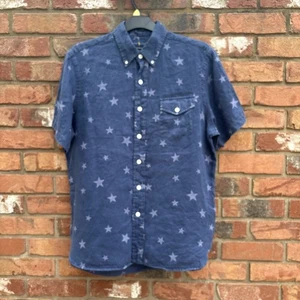 ⭐️ Polo Ralph Lauren 100% linen classic fit SS star print shirt size Small 38" - Picture 1 of 4