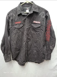 Wrangler PBR Black Long Sleeve Shirt Biker Rodeo Casual American Style - XL - Picture 1 of 8