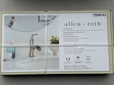 Grifo de baño Allen + Roth Sumter cascada de níquel cepillado con desagüe Foto 1 de 3